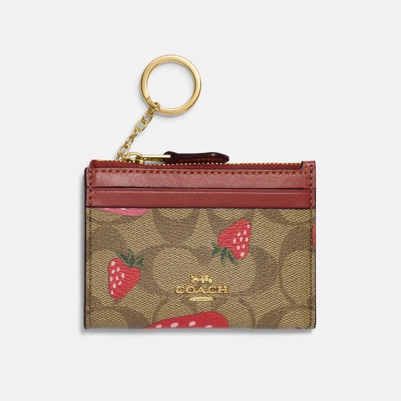 Coach Handbags - Coach Mini Skinny Id Case In Signature Canvas With Wild Strawberry Print